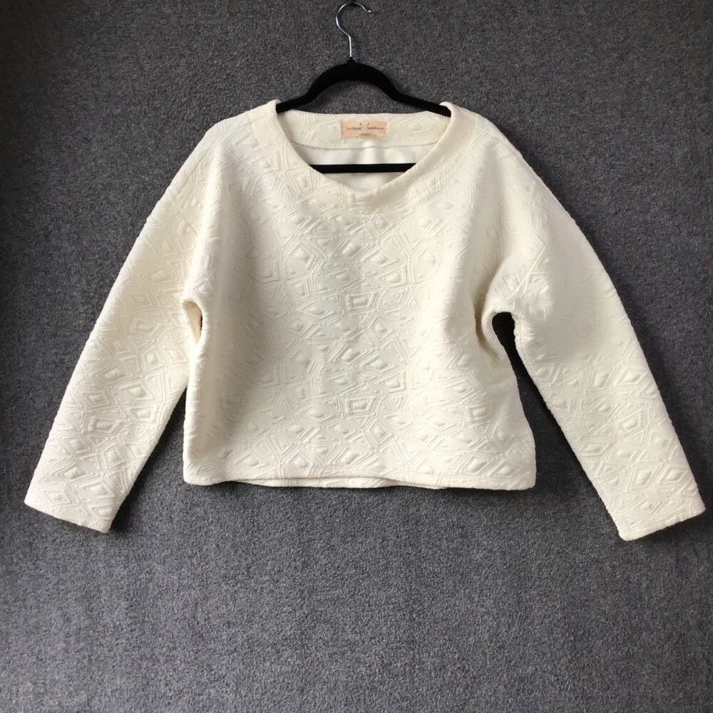 Vintage Nordstrom's Northeast X Southwest Cream Quilted Top Pullover Sz M/L